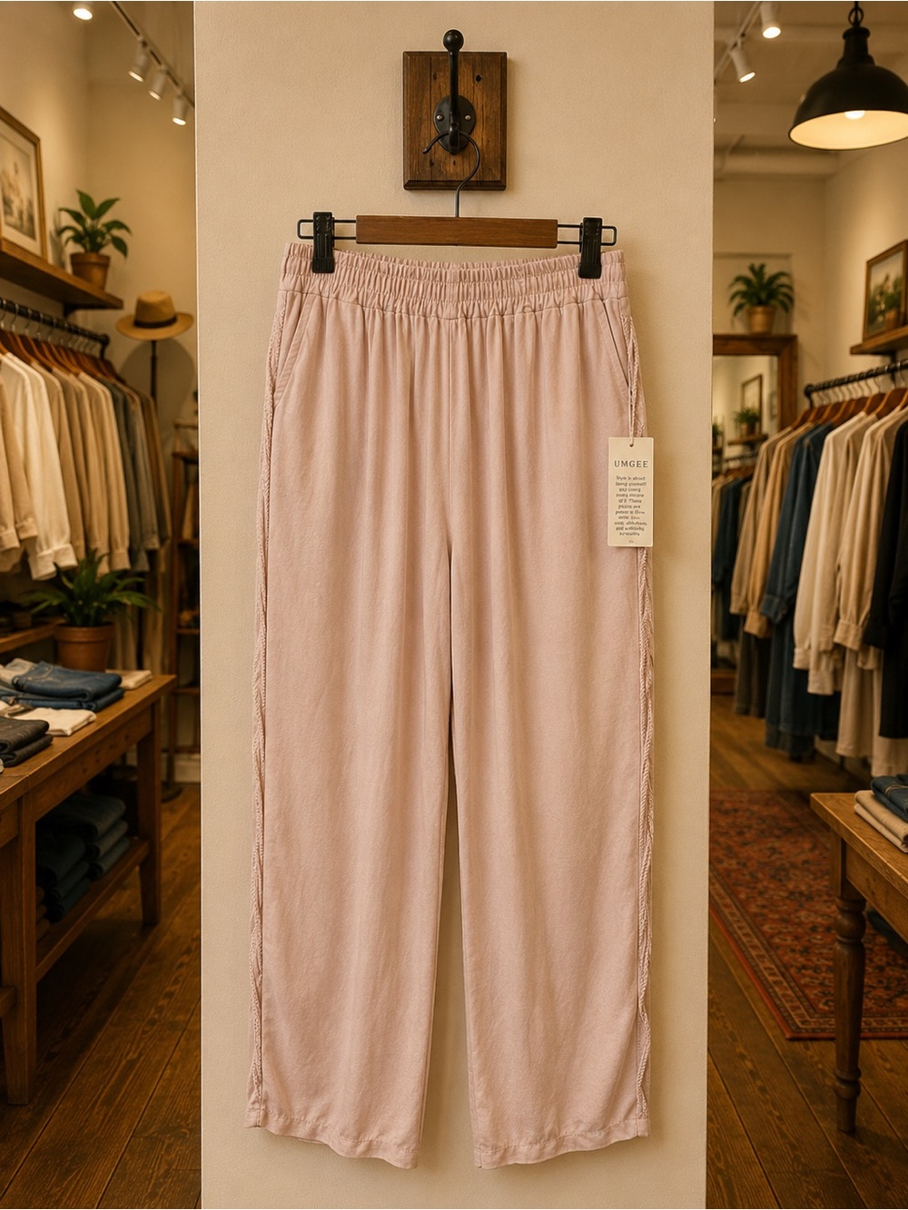 Belle France Made in Italy NWT Blush Pull On Jogger Pants Small Lace Trim